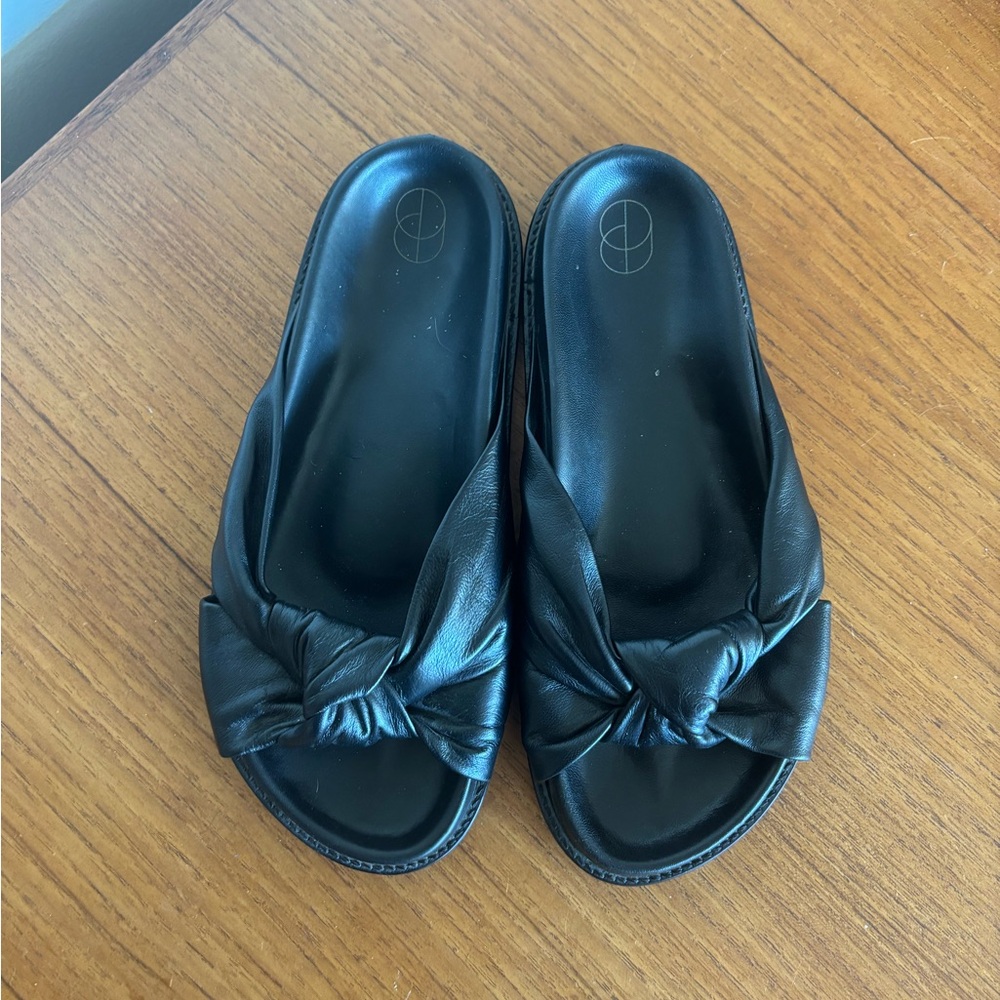 Porte and Paire Leather Knot Slides Sandals, size 37 - Picture 6 of 8